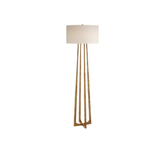Natural Percale - Scala Hand-Forged Floor Lamp Gilded Iron/Linen Large