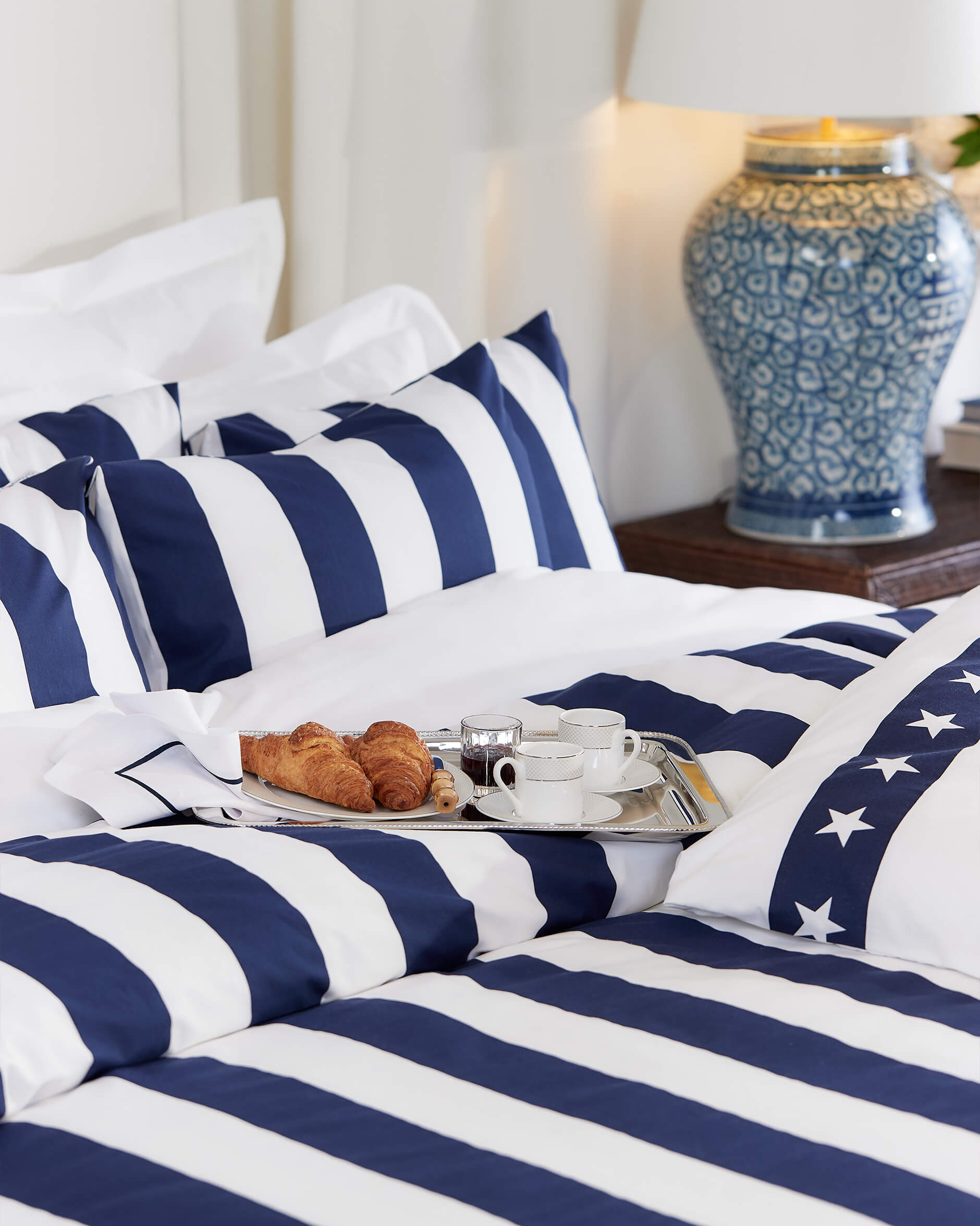 Southampton Stripe påslakanset blå/vit