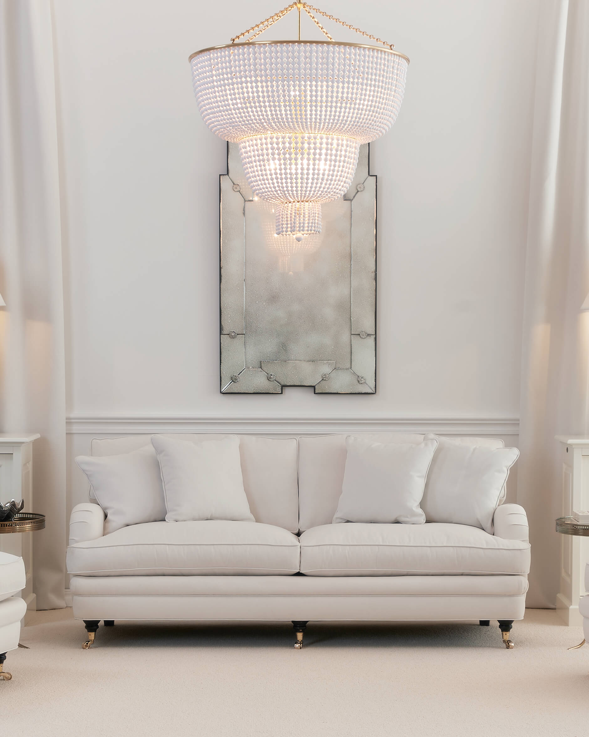 Jacqueline kristallkrona dubbel antik mässing/vit