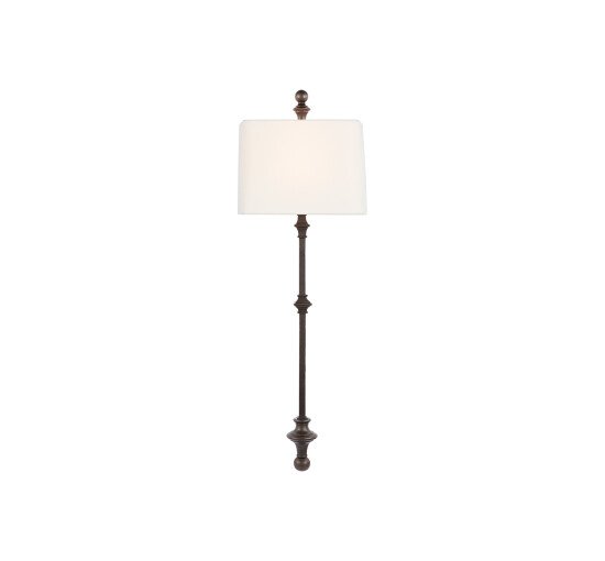 Aged Iron - Cawdor Stanchion Wall Light Polished Nickel/Linen