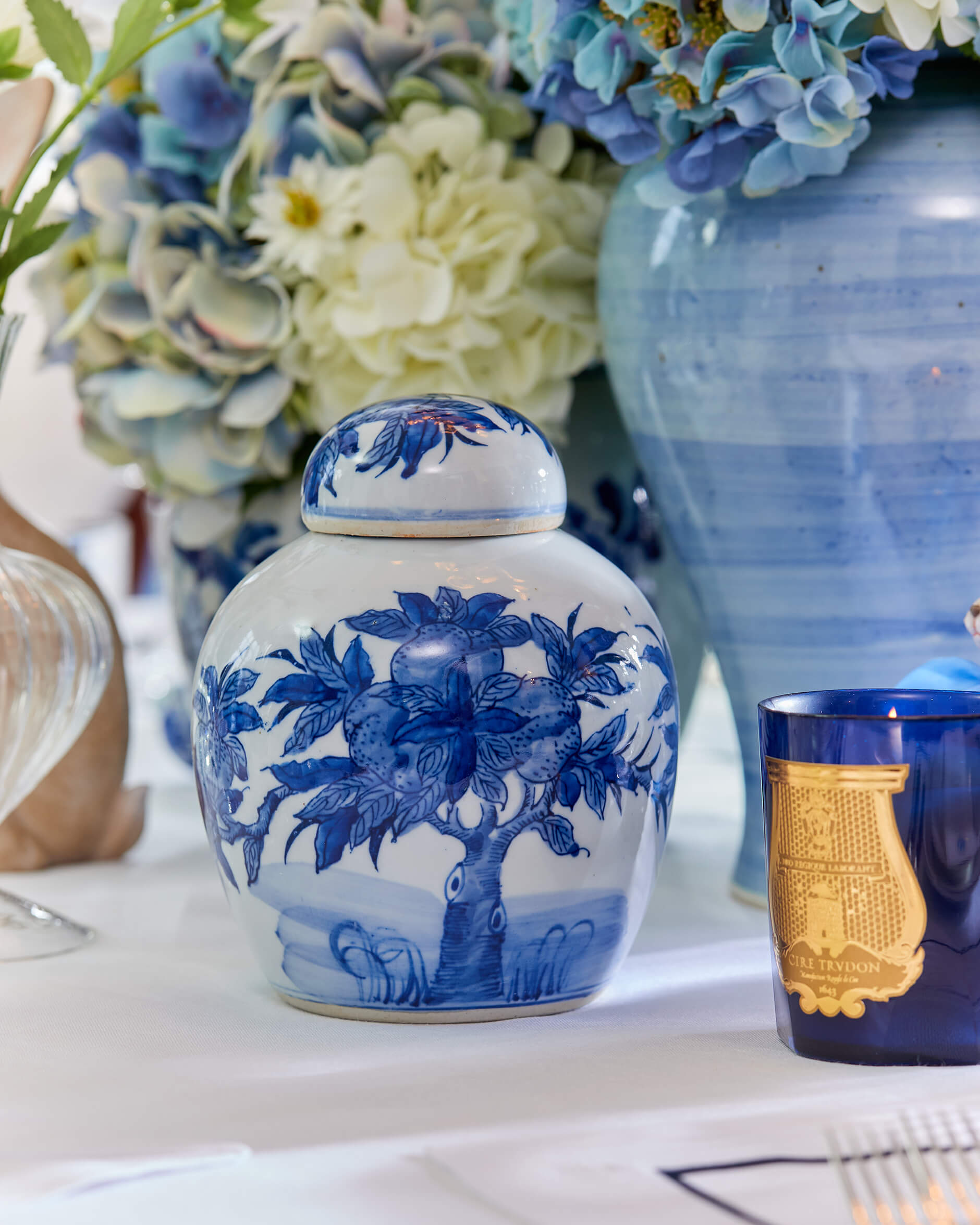 Naomi gemberpot blauw/wit