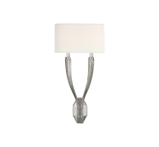 Polished Nickel - Ruhlmann Double Sconce Bronze/Linen