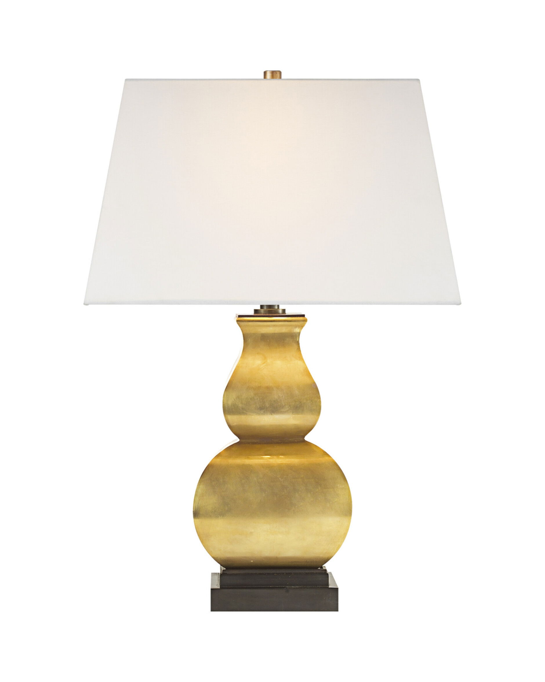 Fang Gourd Table Lamp Antique Brass/Linen