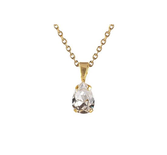 Gold - Petite Drop Necklace Crystal Rhodium