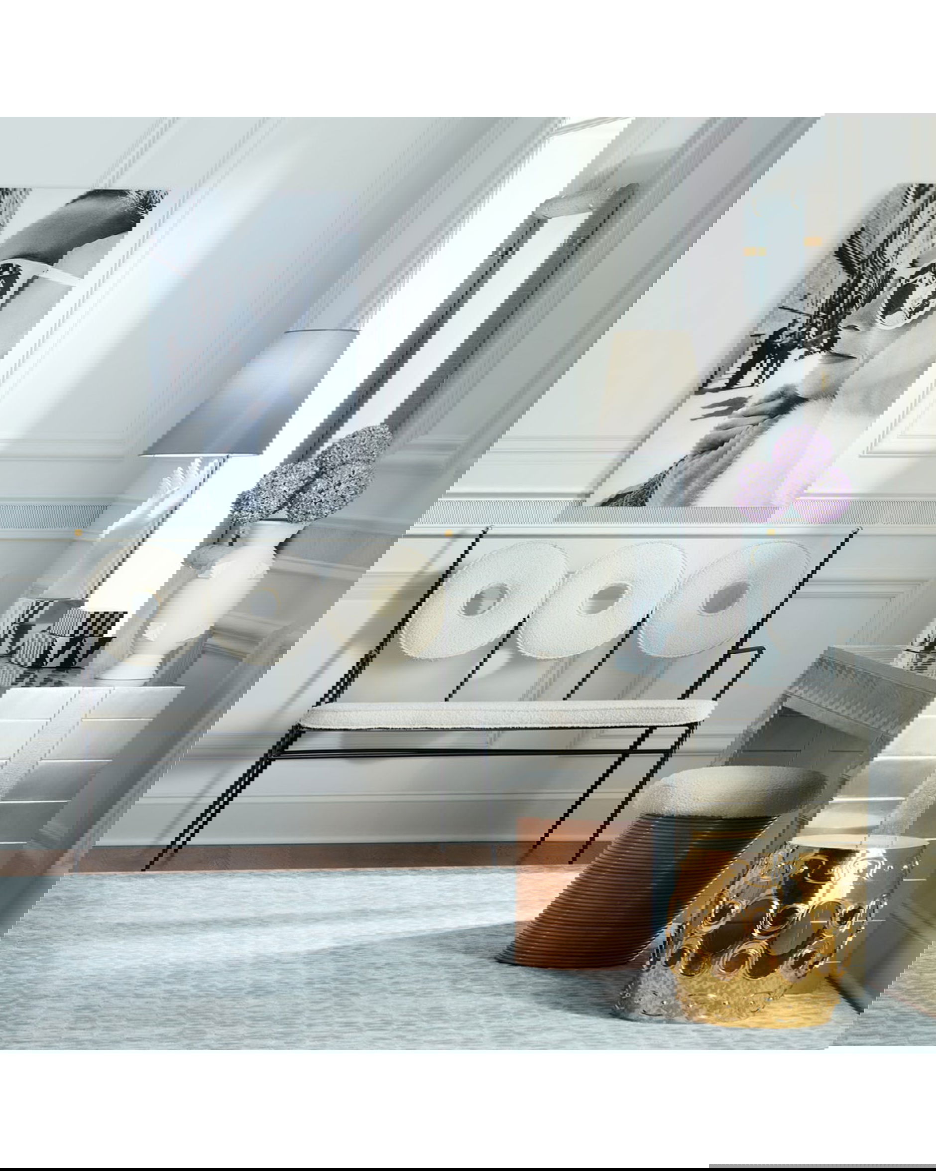 Rondo bänk bouclé white