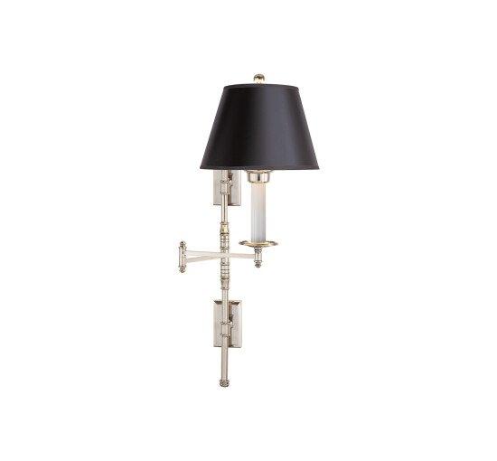 Polished Nickel/Black - Dorchester Double Backplate Swing Arm Polished Nickel/Linen Shade