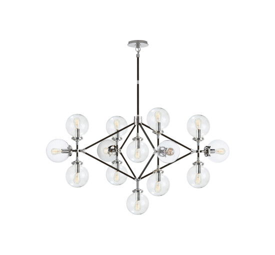 Polished Nickel/Black - Bistro Four Arm Chandelier Polished Nickel and Black