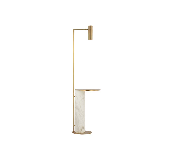 null - Alma Tray Table Floor Lamp Brass/White