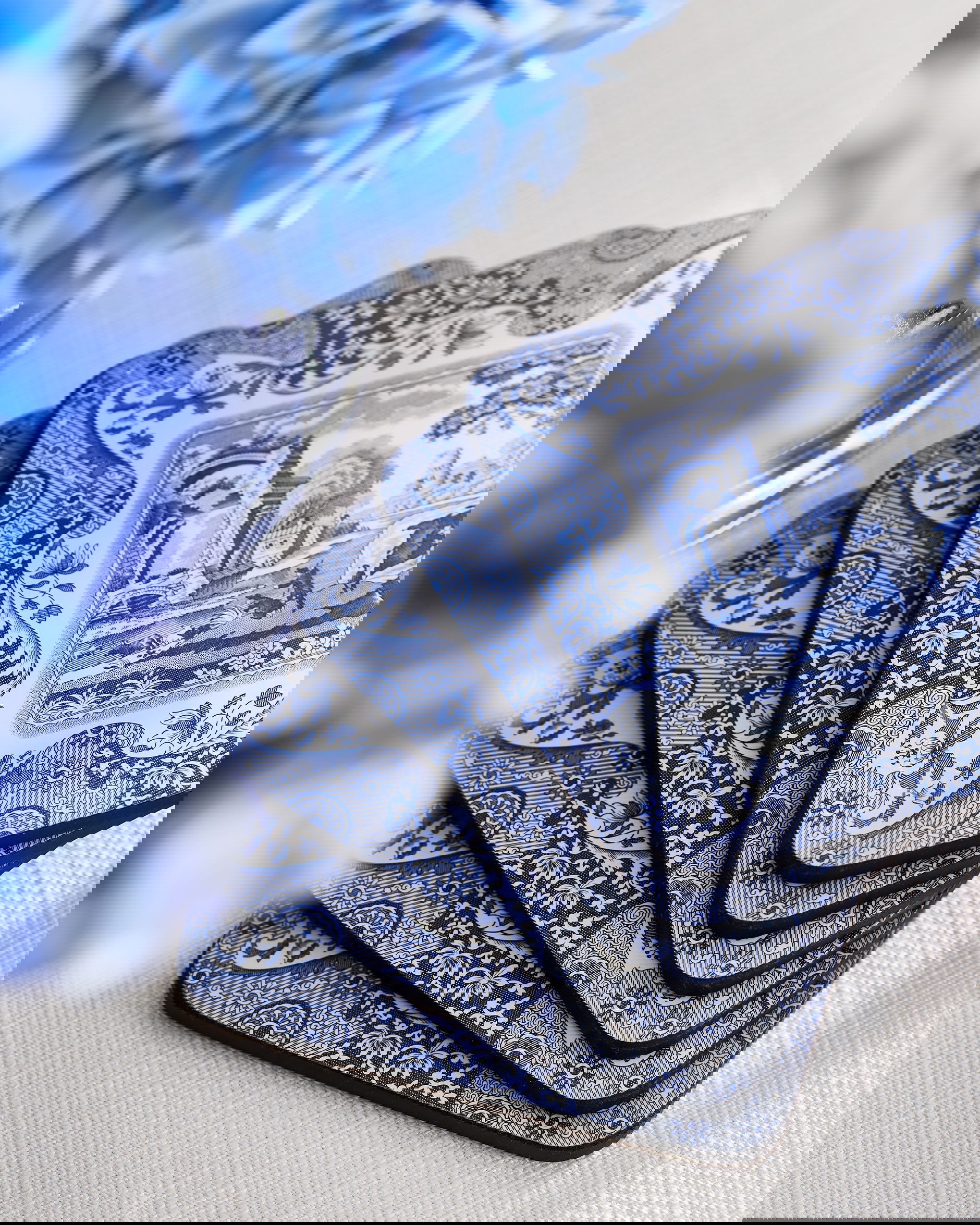 Blue Italian glasunderlägg blå/vit 6-pack