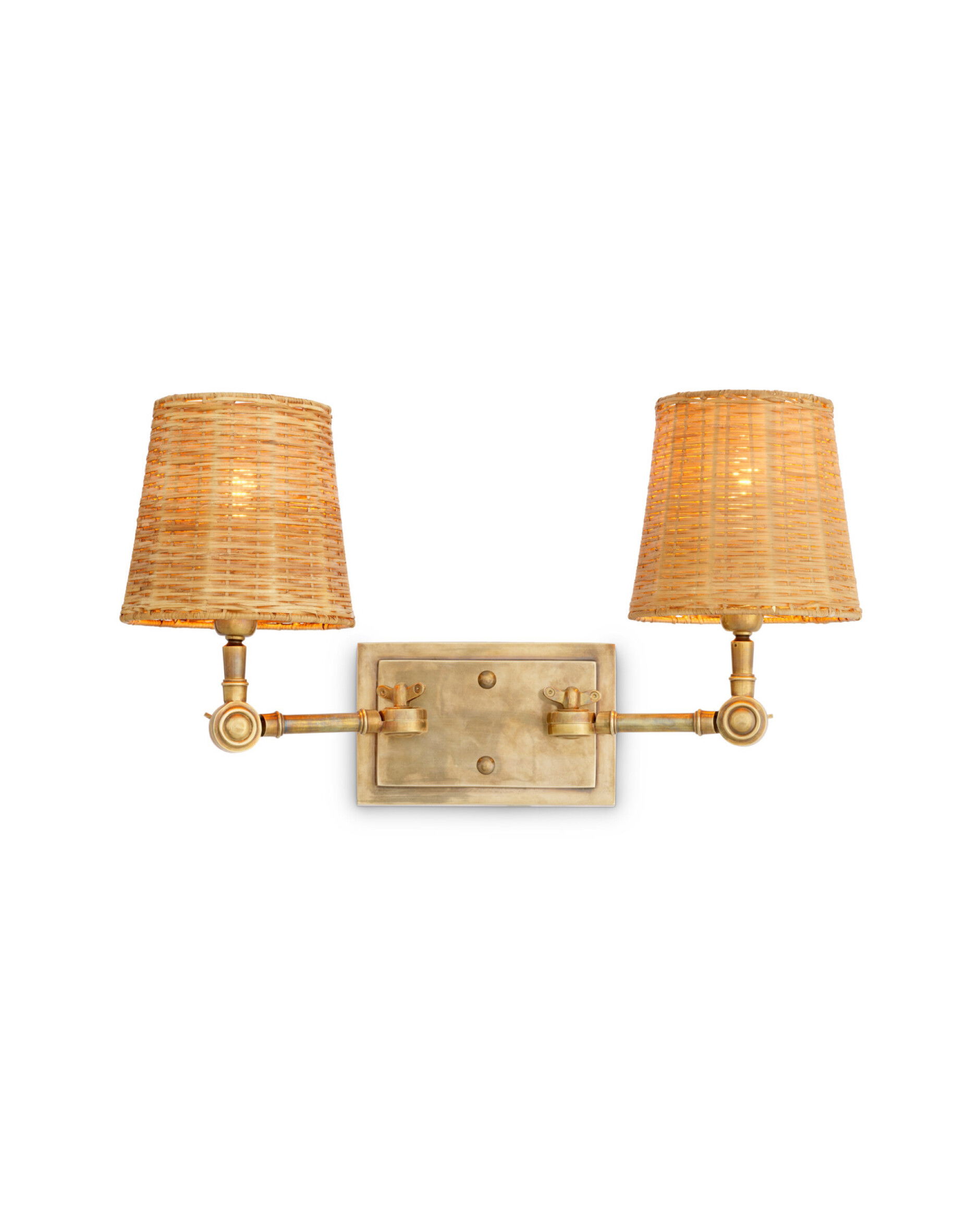 Wentworth double wall lamp brass/rattan
