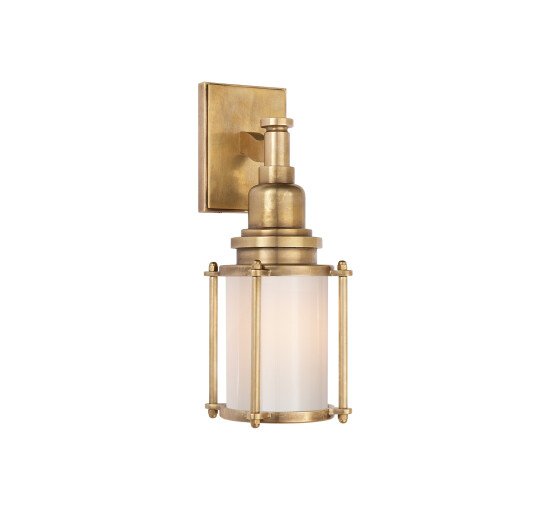 Antique-Burnished Brass - Stanway Sconce Antique Brass/White