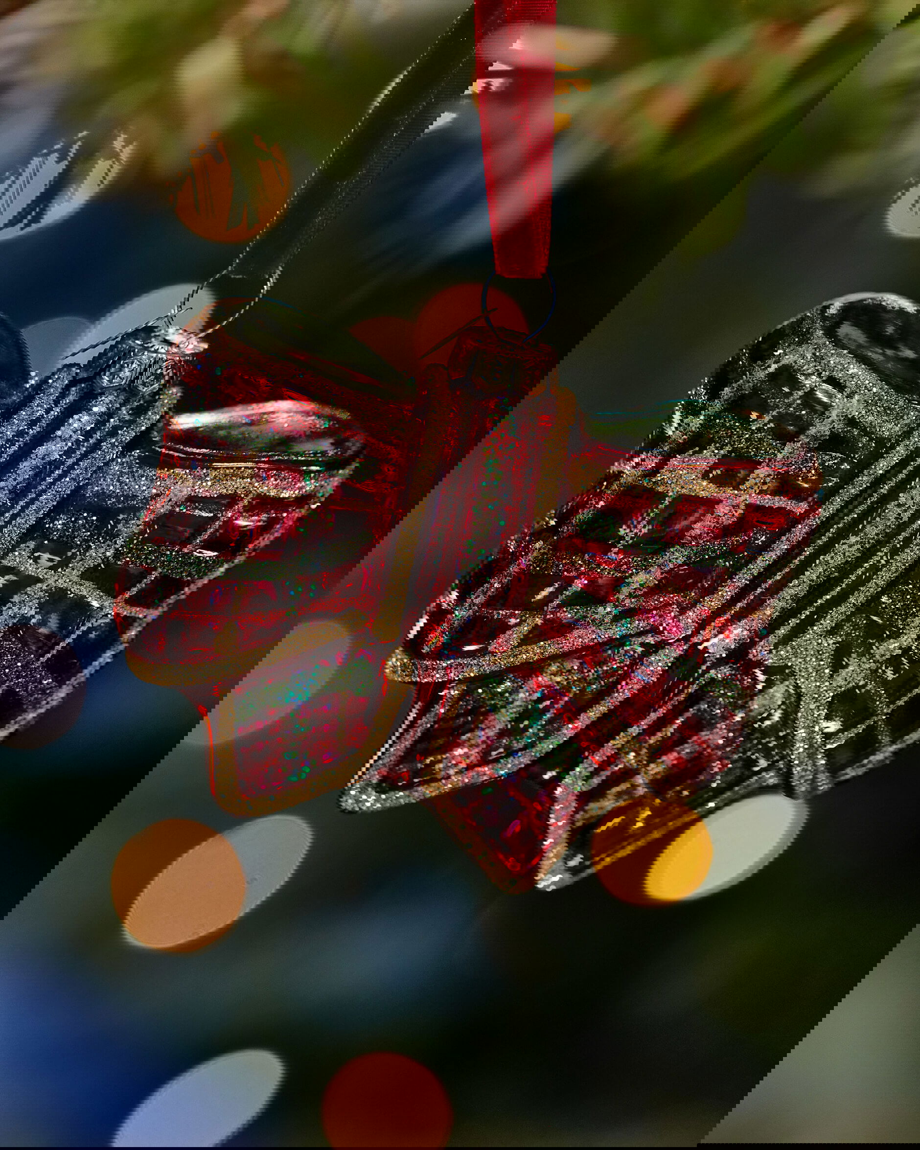 Fiona rosett julgransdekoration röd