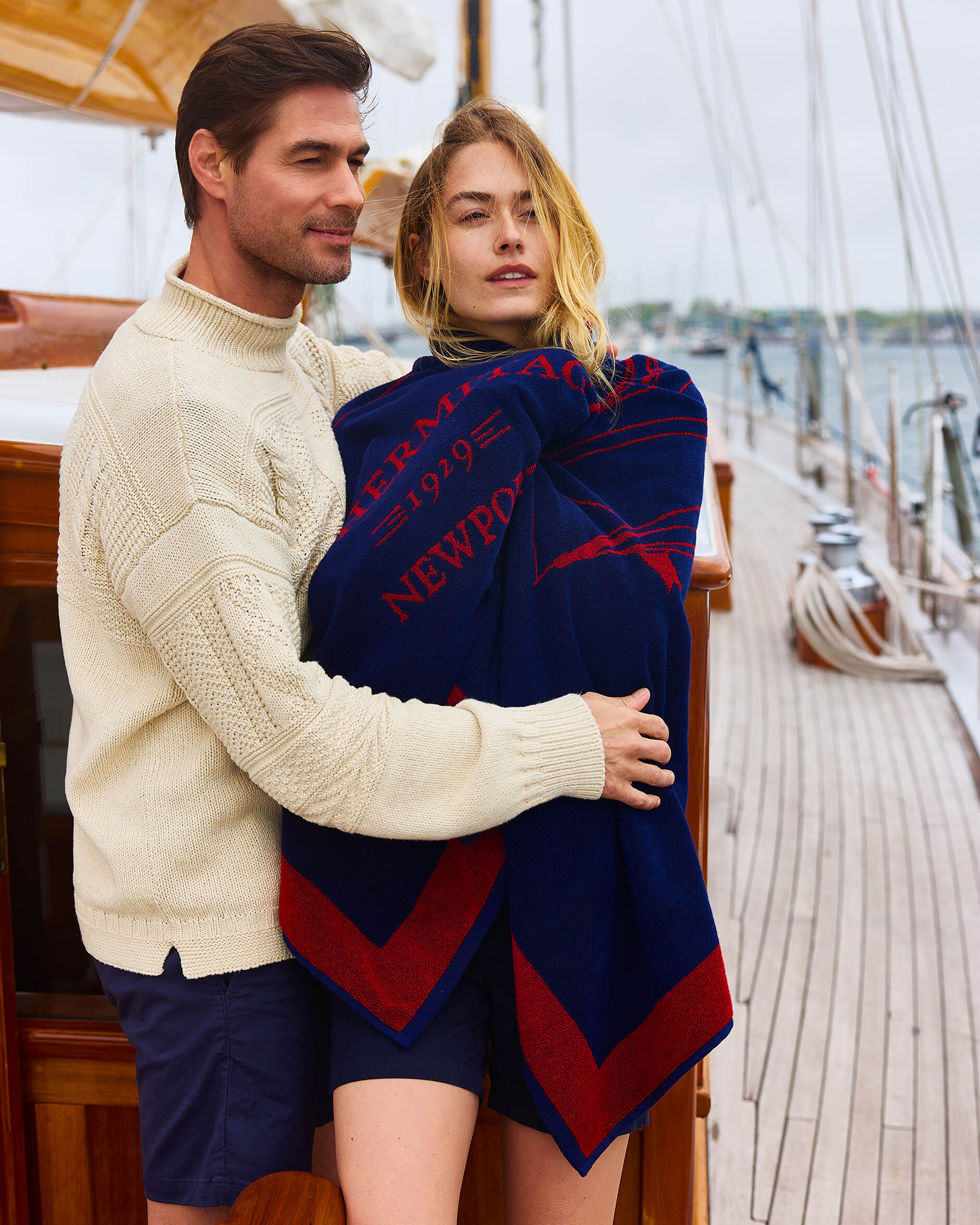 Hermitage strandhandduk blå/röd