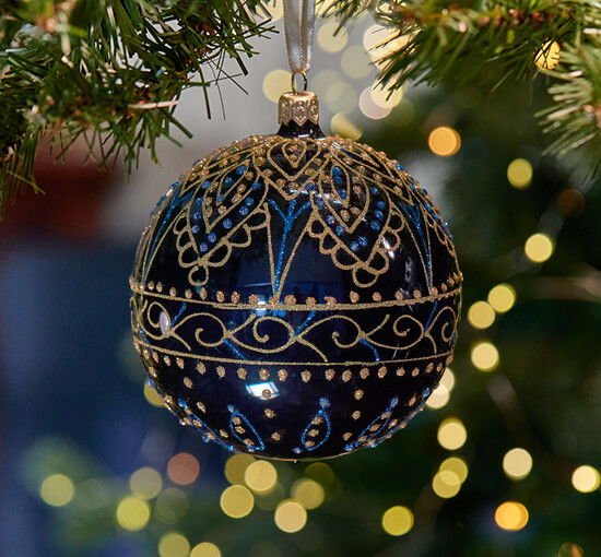 Lux Balthazar Weihnachtskugel blau/gold