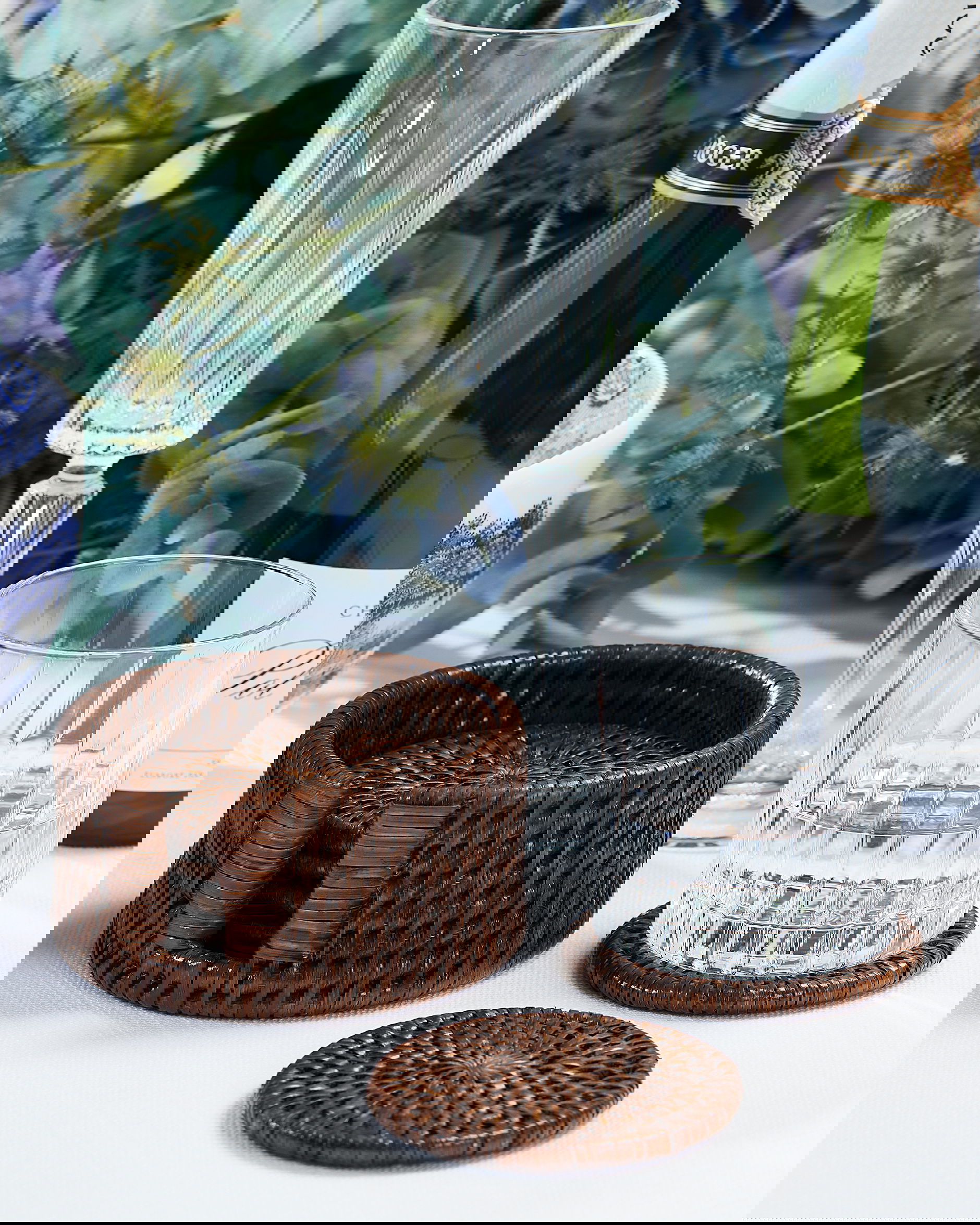 Cognac glasunderlägg rotting 6-pack