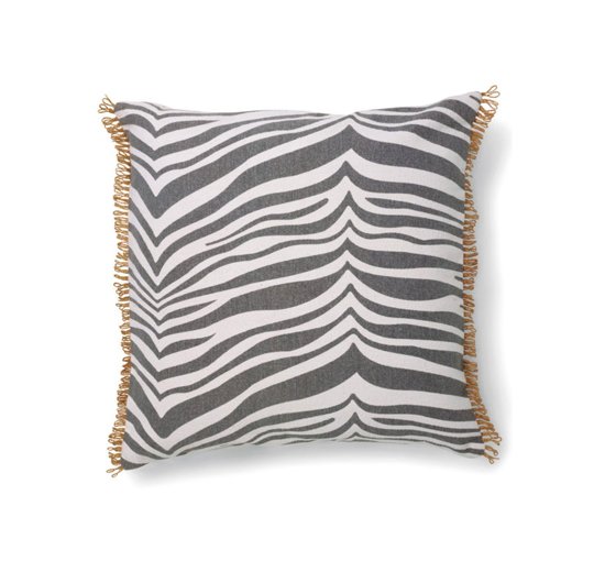 Grey/White - Zebra Cushion Black