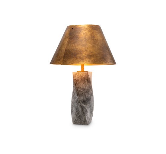 null - Camelia bordlampe antik messing / grå