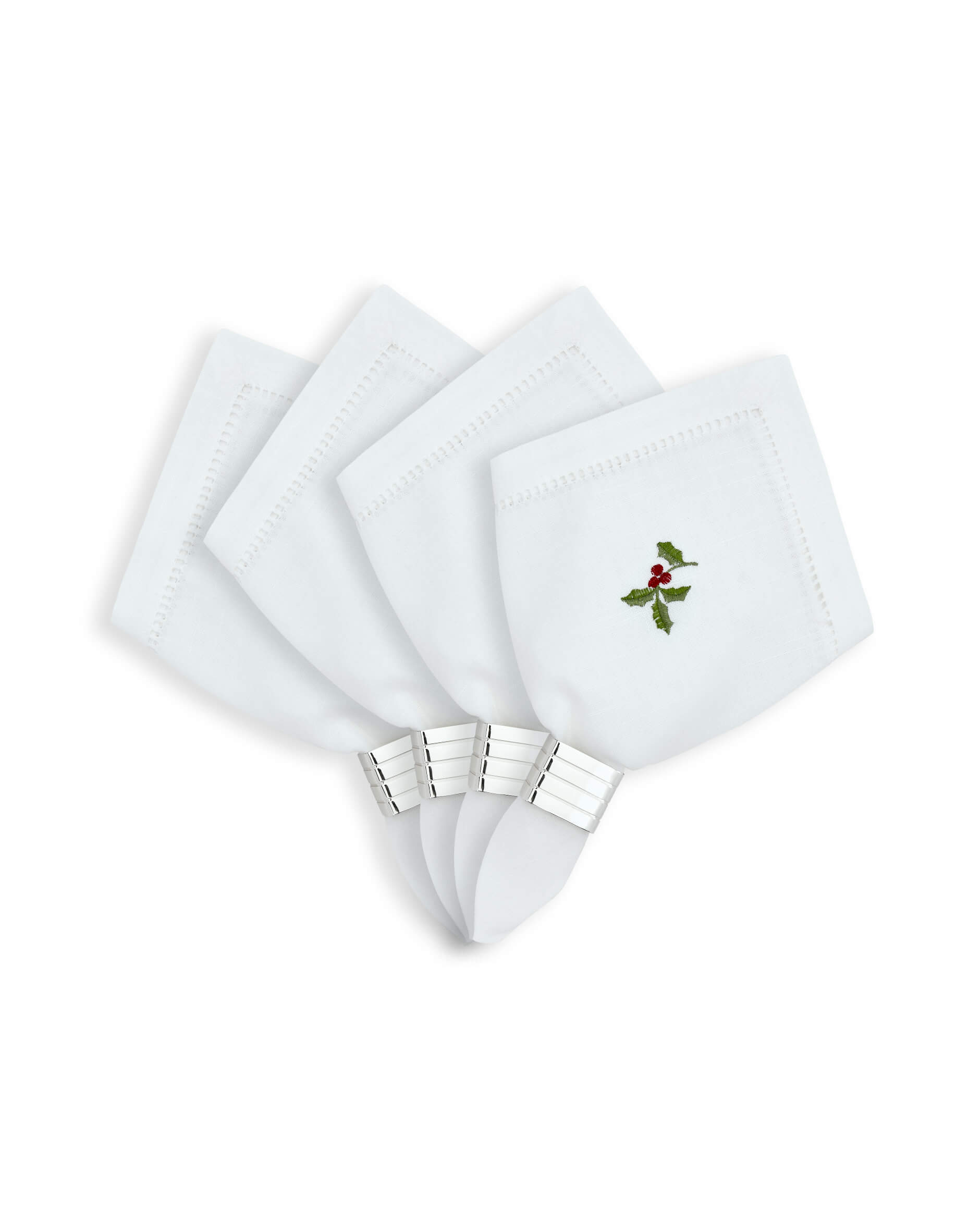 Christmas Holly Berry Napkin White