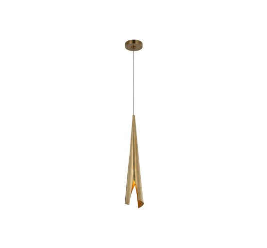 null - Piel Wrapped Pendant Antique Brass Small