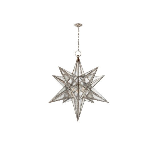 Burnished Silver Leaf - Moravian XL Star taklampa Gilded Iron