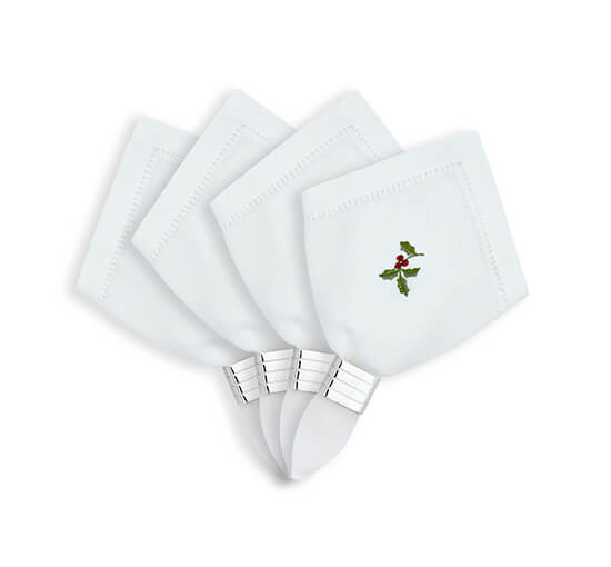 Christmas Holly Berry serviet i hvid