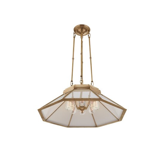 null - Rivington Eight-Paneled Chandelier Natural Brass/Clear Glass