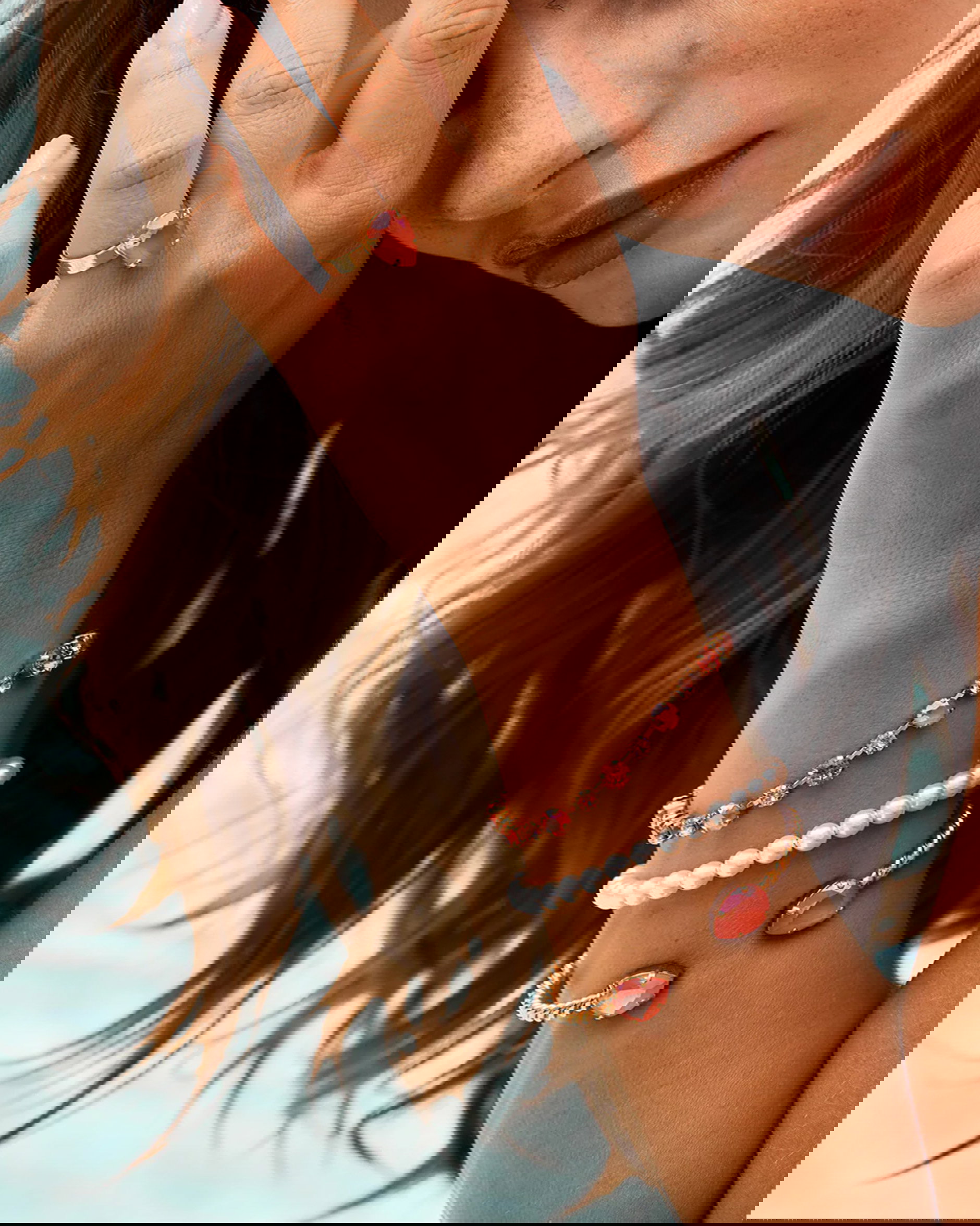 Mini drop armband light coral