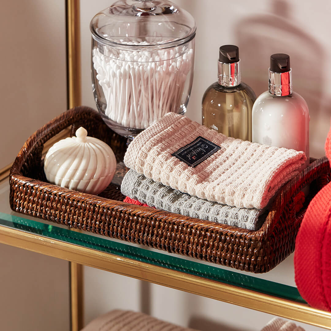 Cognac tray rattan