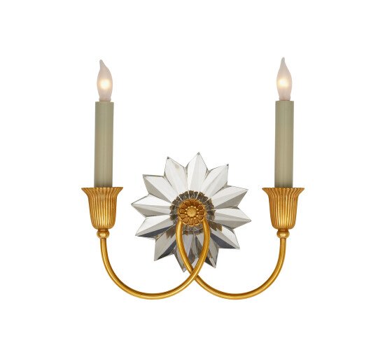 null - Huntington Crystal Double Sconce Antique Brass