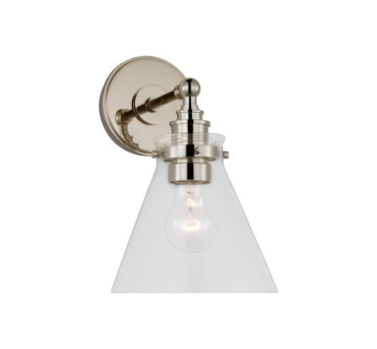 null - Parkington Small Single Wall Light Nickel/White glass