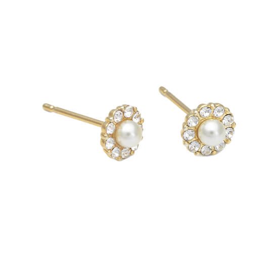 Crystal / Gold - Petite Miss Sofia Pearl Earrings Crystal