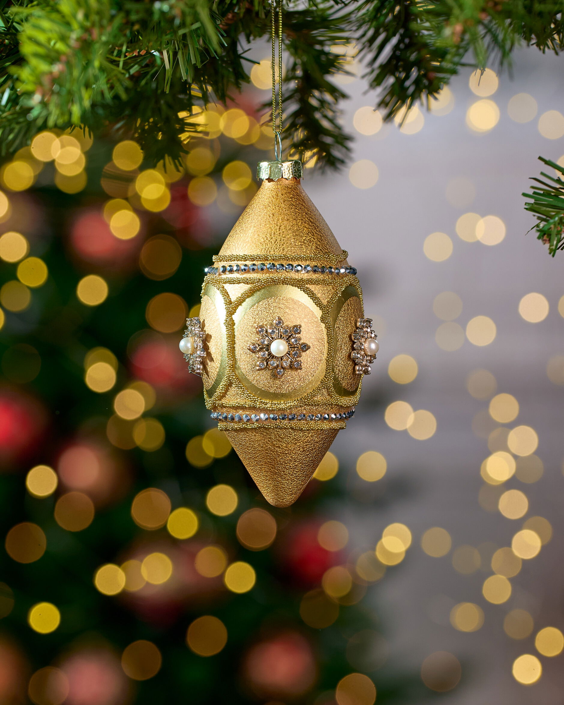 Celestine Drop Weihnachtskugel gold 8 cm