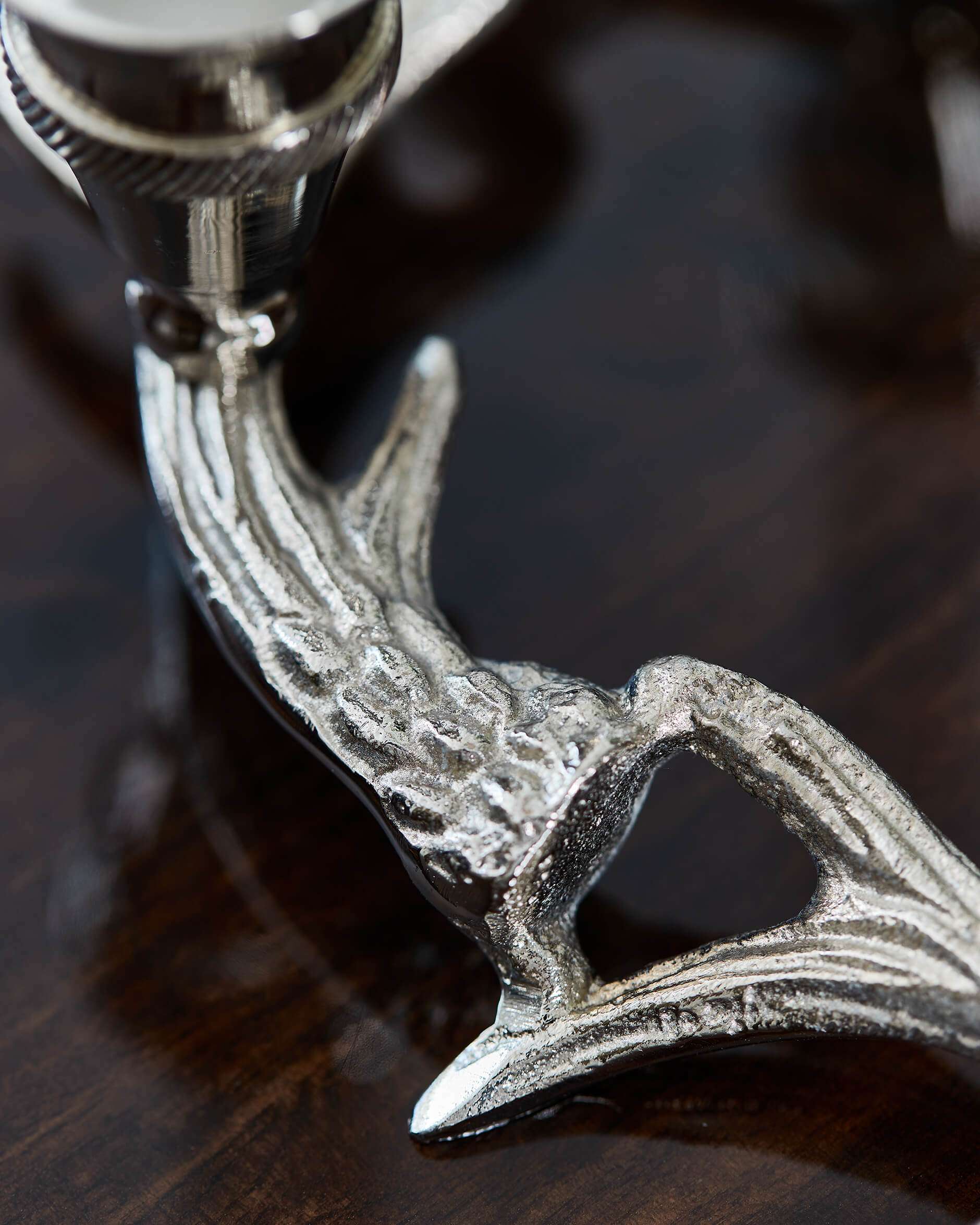 Antler Candle Holder Silver