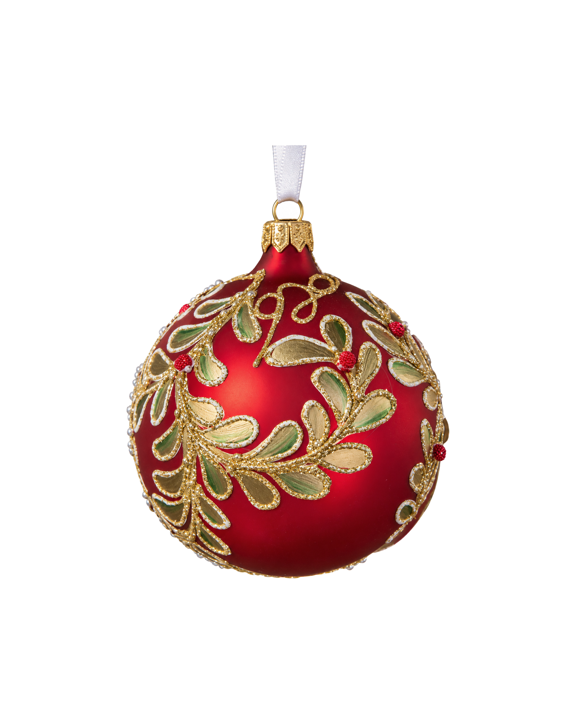 Lux Dolce Leaves Weihnachtskugel rot