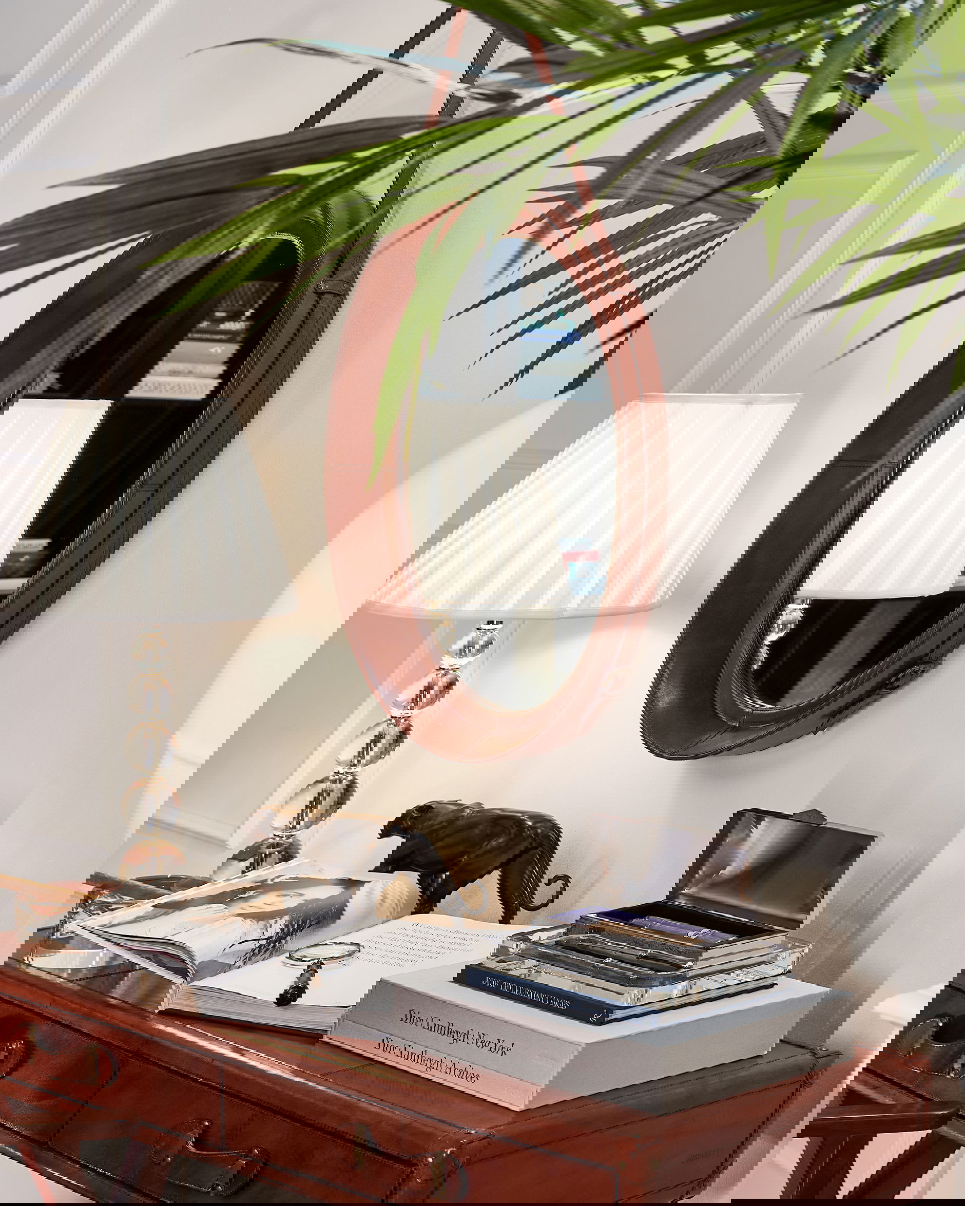 Kensington spegel läder oval