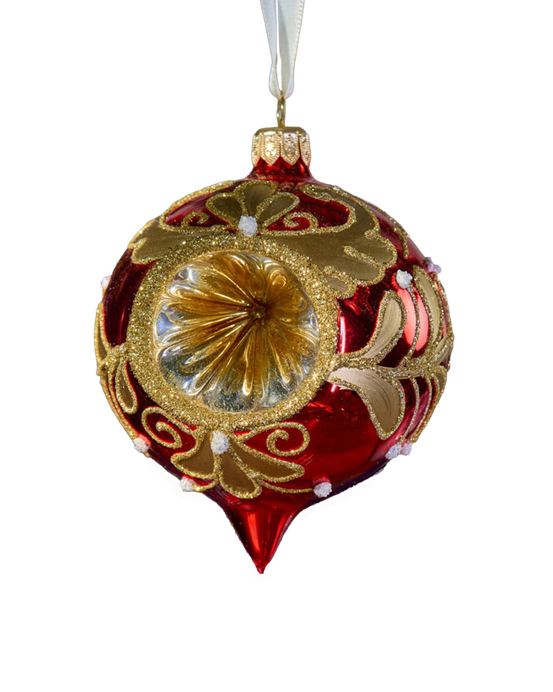 Lux Savina joulupallo burgundinpunainen/kulta 8 cm