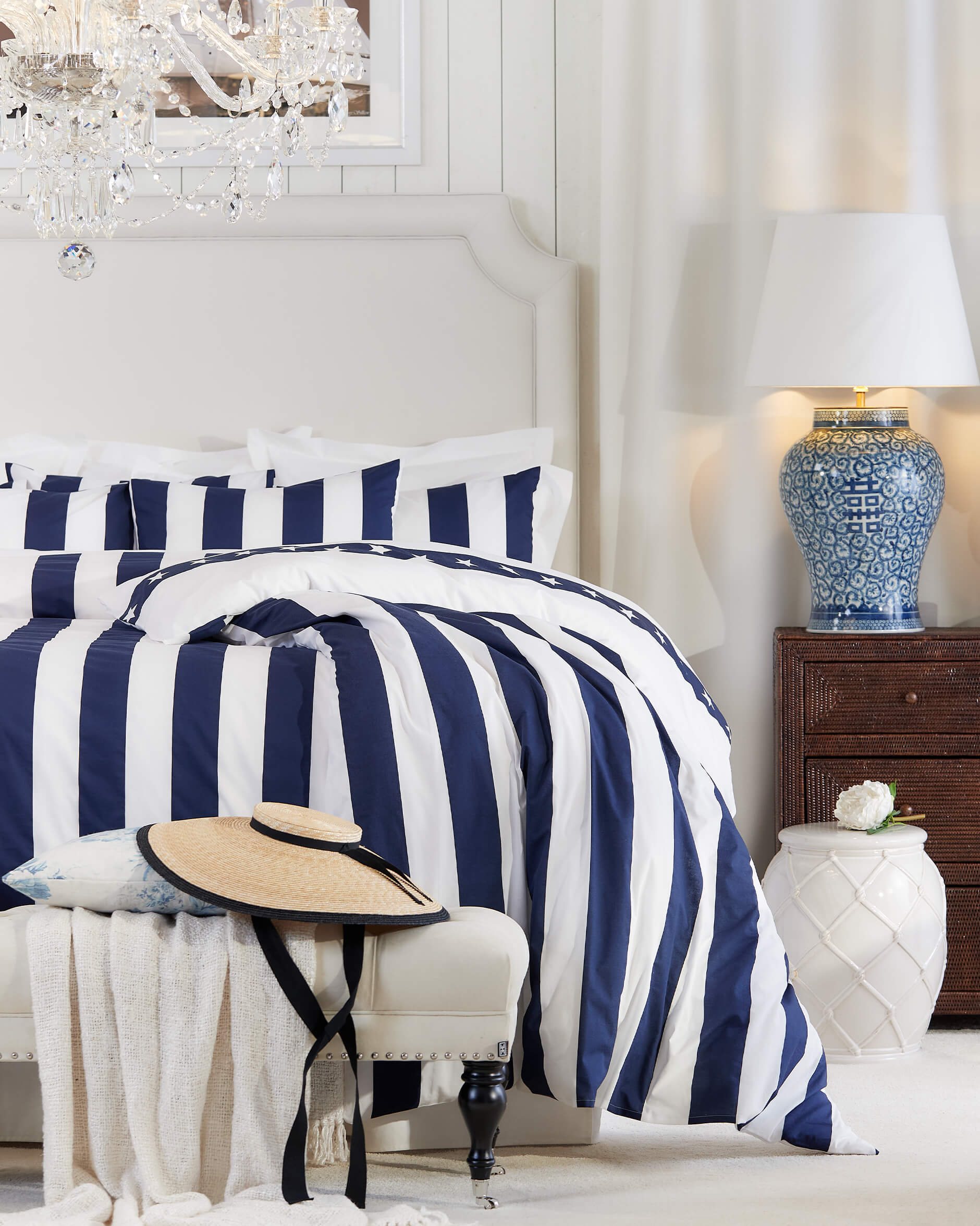 Southampton Stripe påslakanset blå/vit