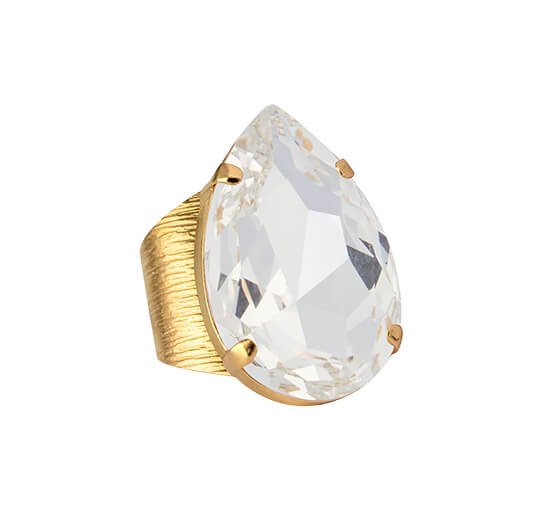 Gold - Perfect Drop Ring Crystal Rhodium
