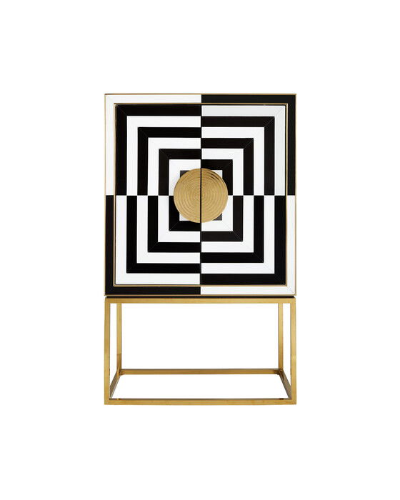 op art barskåp svart/vit