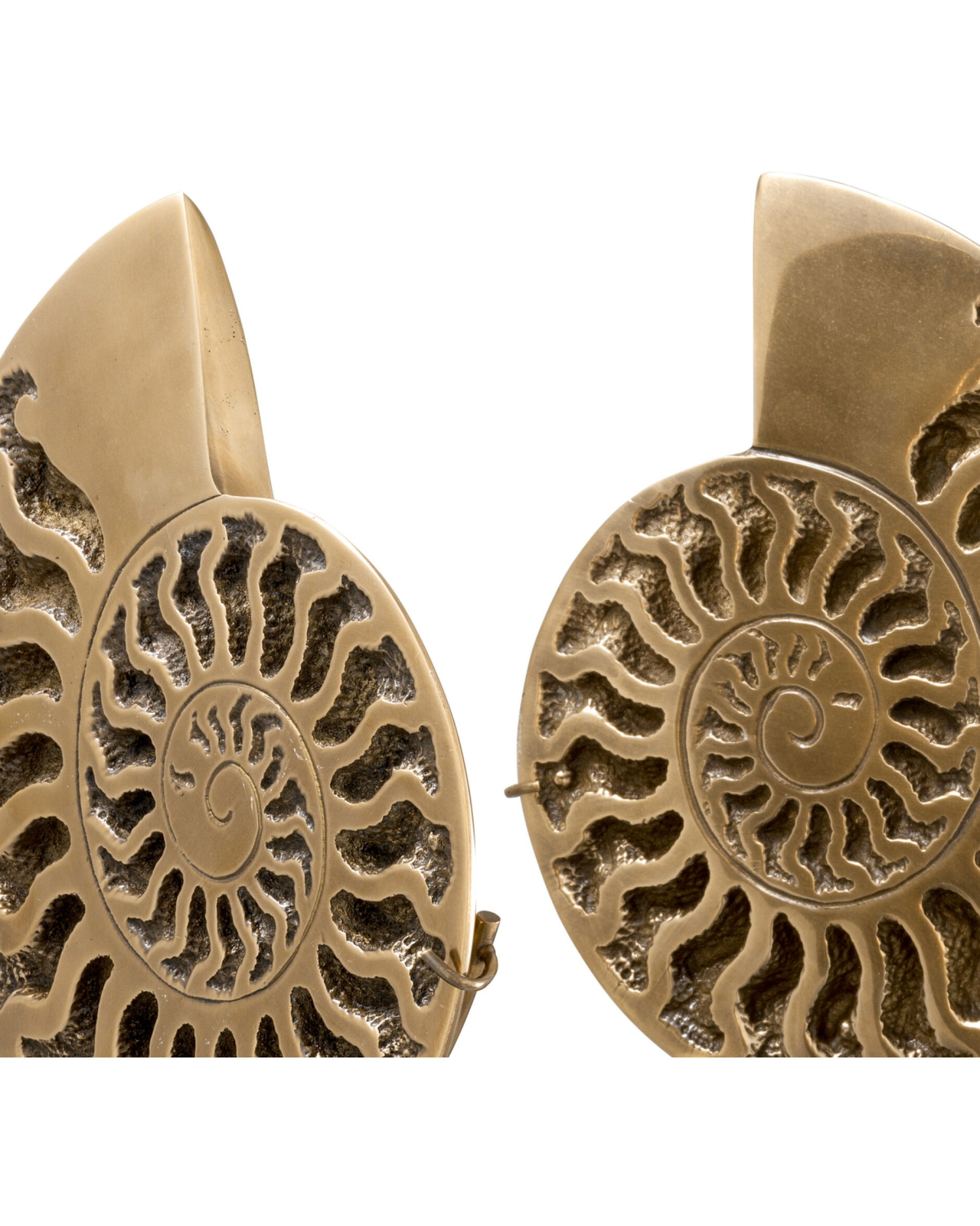 Ammonite Object Vintage Brass Set of 2