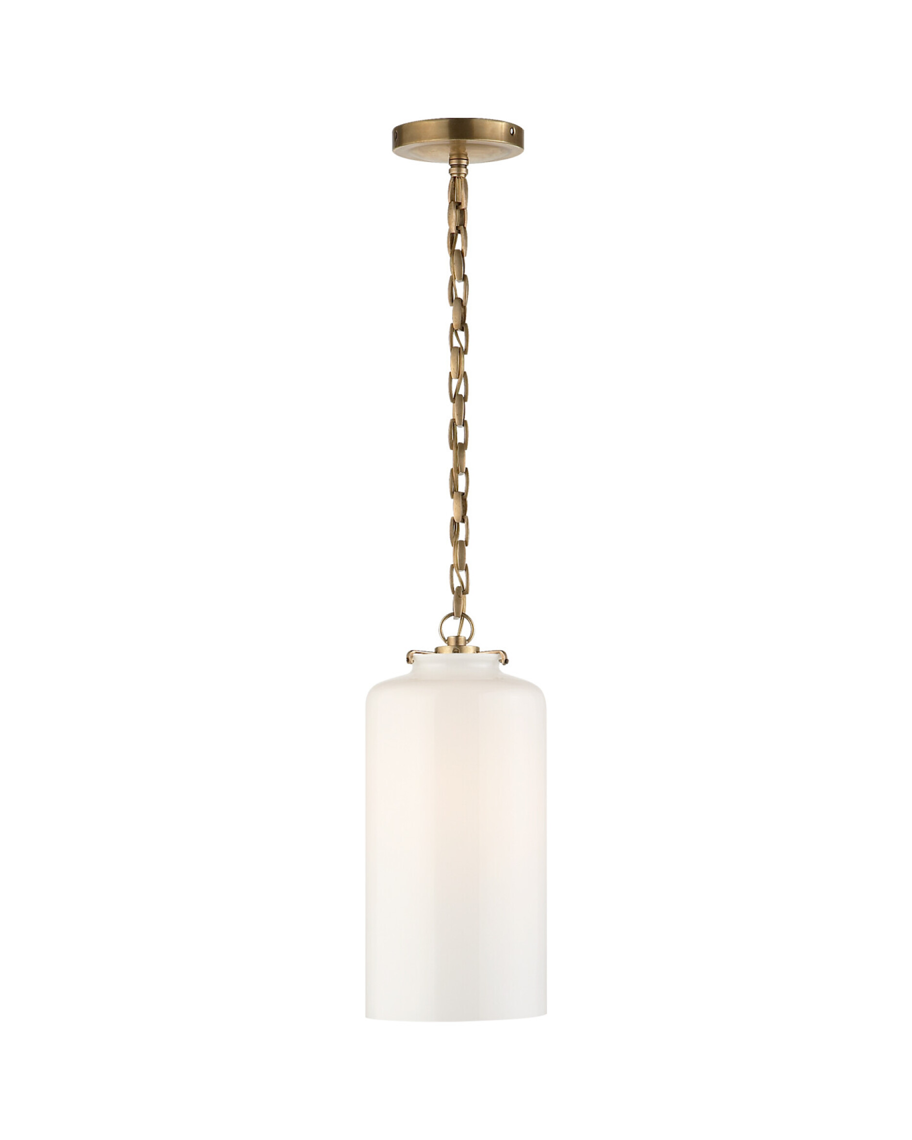 Katie Cylinder Pendant Antique Brass/White Glass