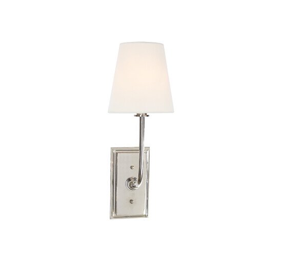 Linen - Hulton Sconce Polished Nickel with Crystal Backplate and White Glass Shade