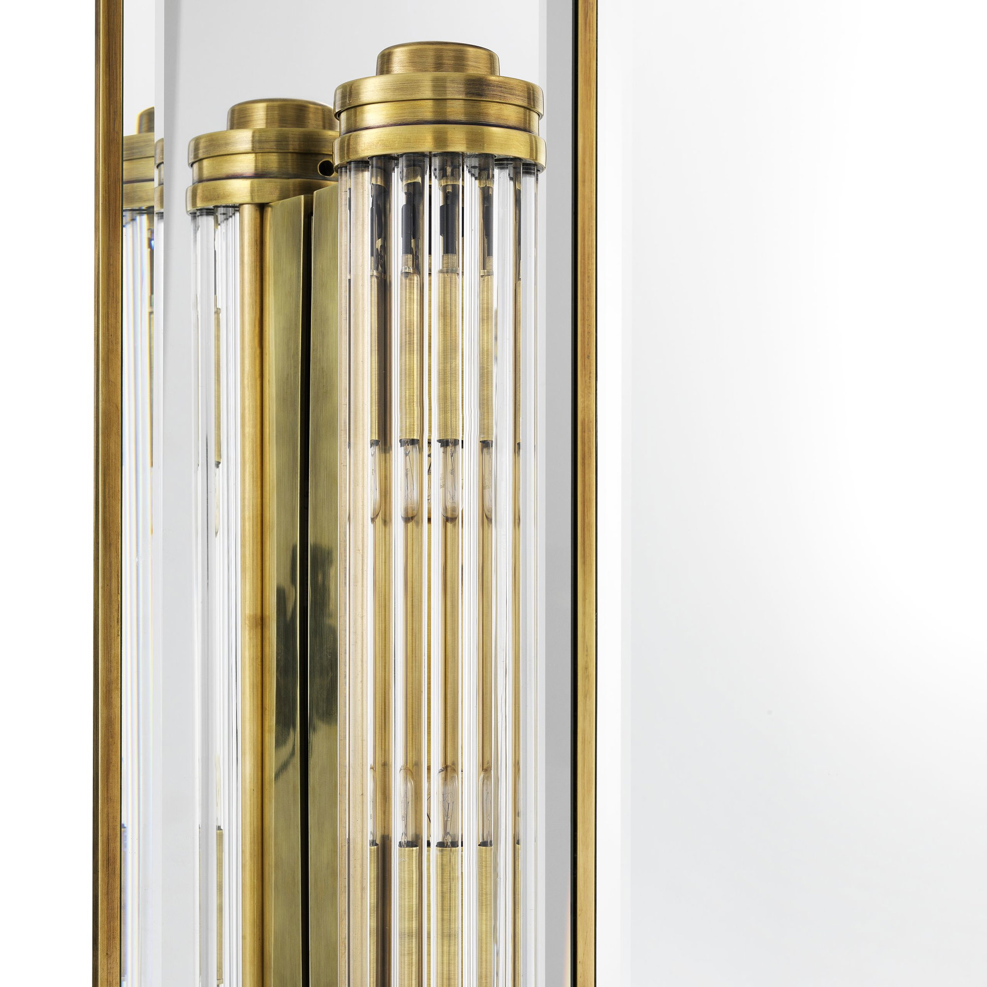 Beaumont Mirror with Lamps Brass