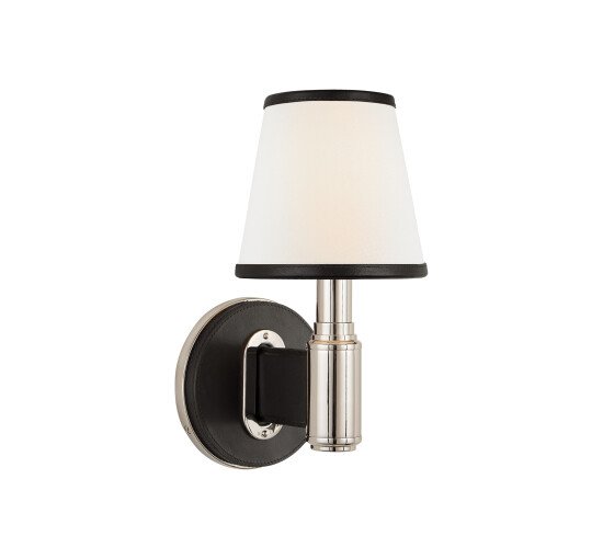 null - Riley Single Sconce Polished Nickel/Chocolate Leather