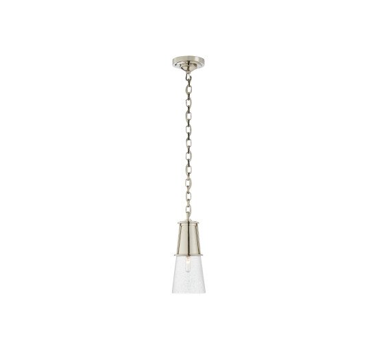 Polished Nickel - Robinson Small Pendant Bronze/Seeded Glass