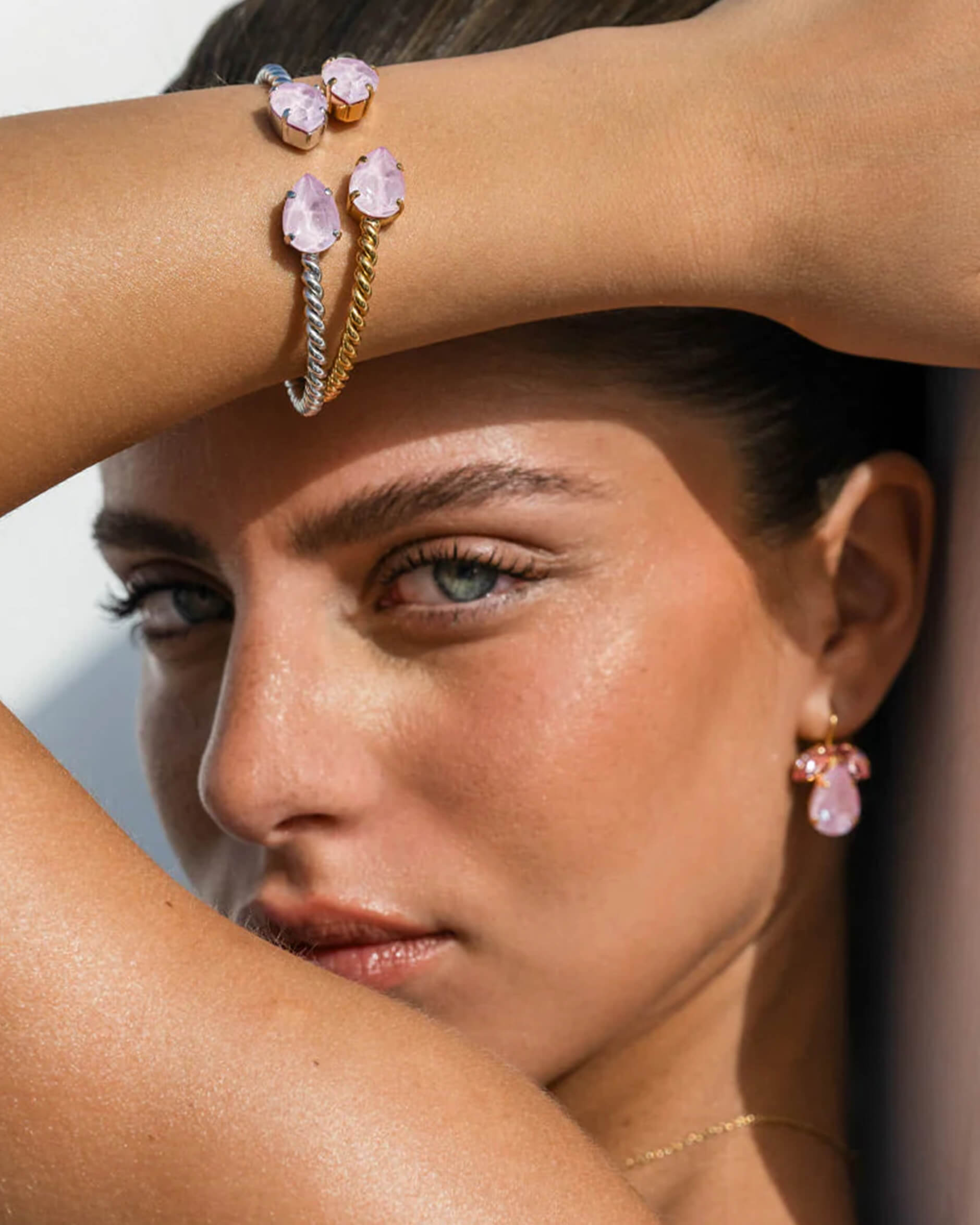 Mini Drop ranneke soft pink rhodium