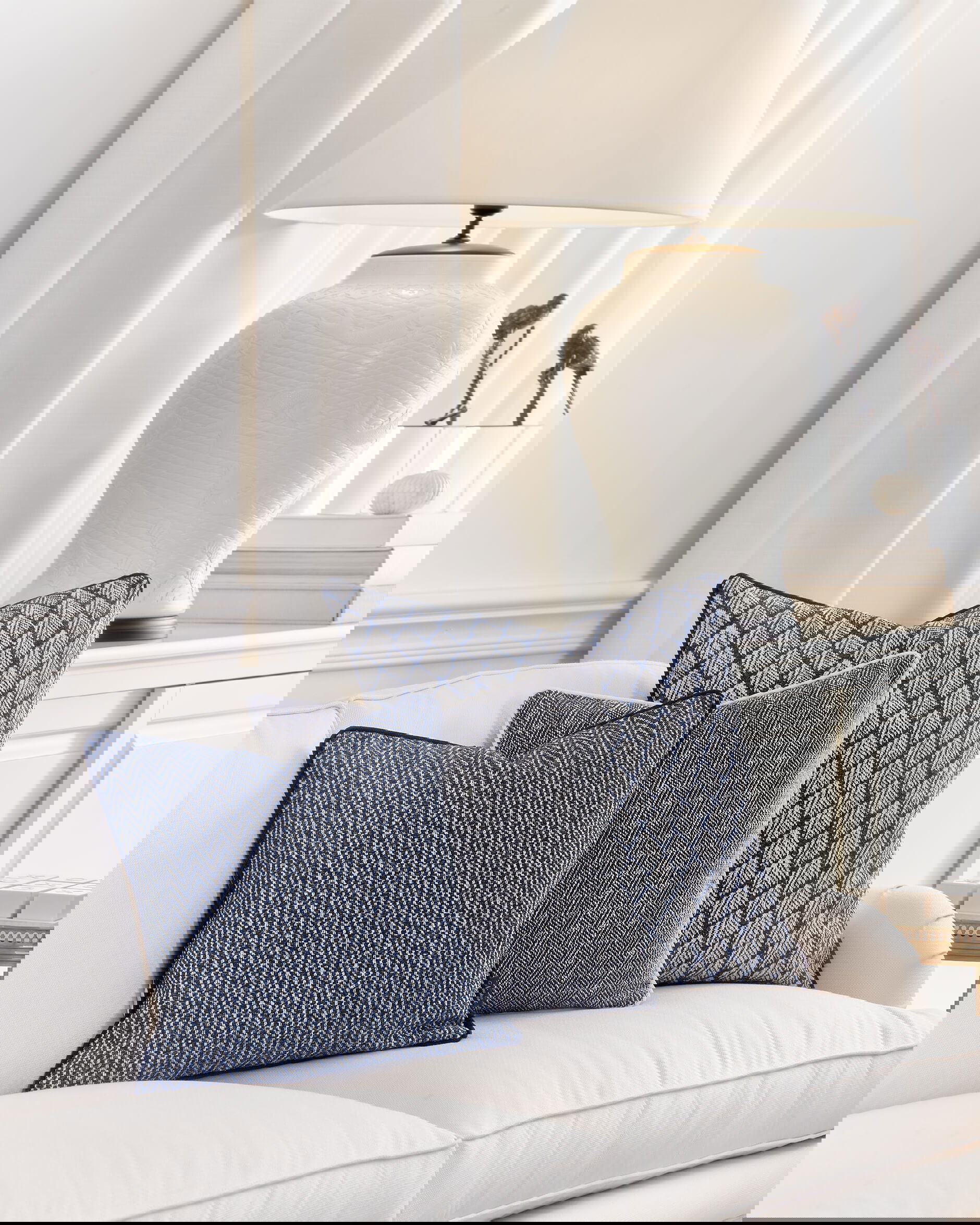 Edna kuddfodral blå/vit