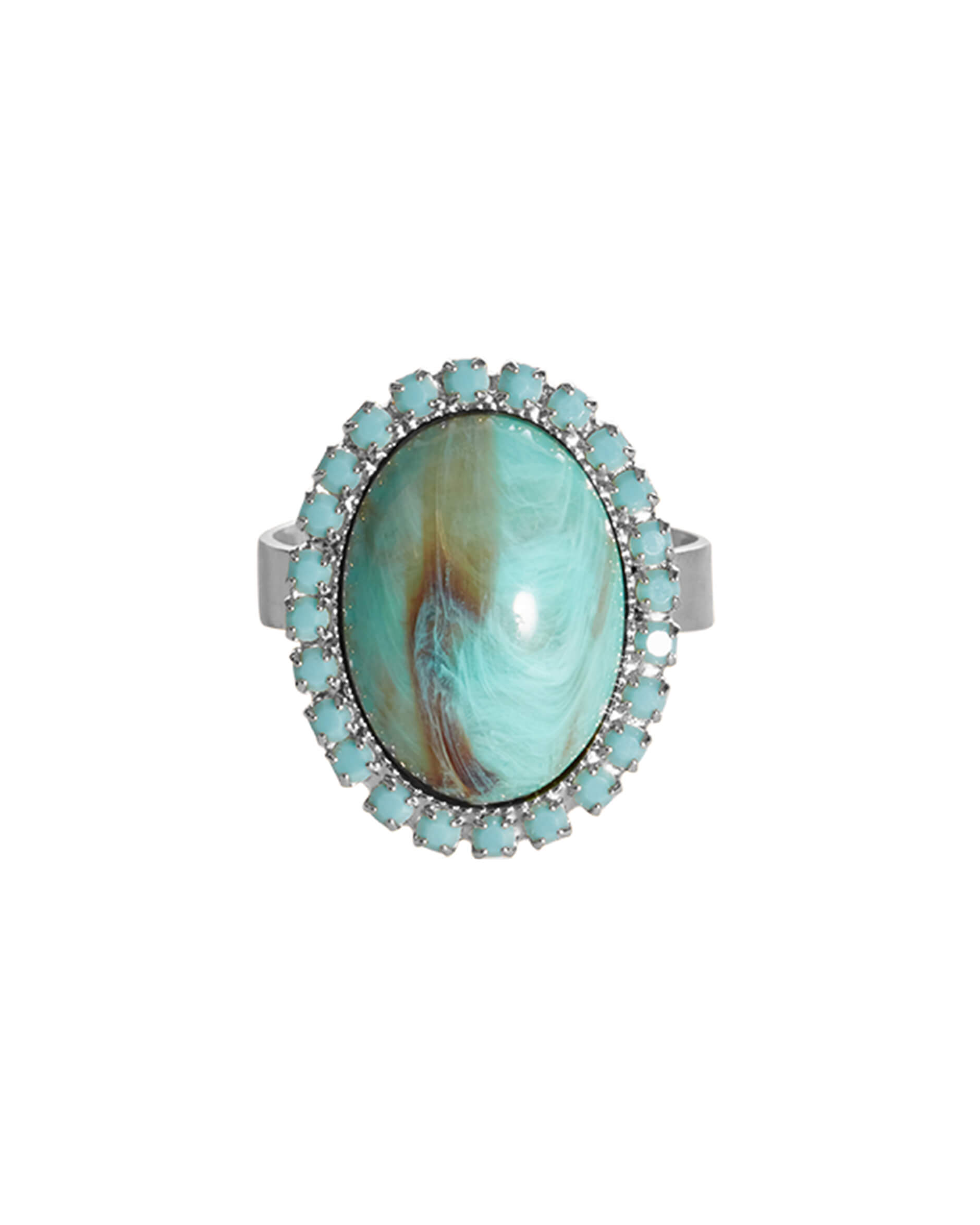 Boho ring turquoise rhodium