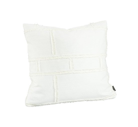 Cream - Abstract fringe cushion cover offwhite