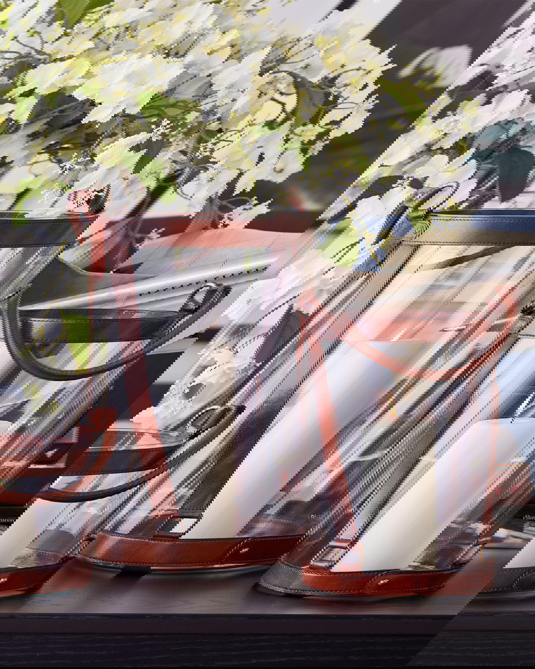 Kensington glaslykta läder